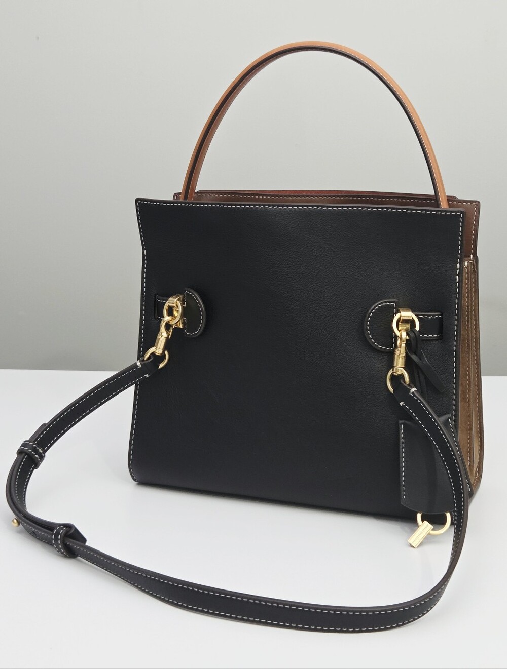 LIKE NEW TORY BURCH LEE RADZIWILL SMALL DOUBLE BAG - BLACK - Picture 9 of 15